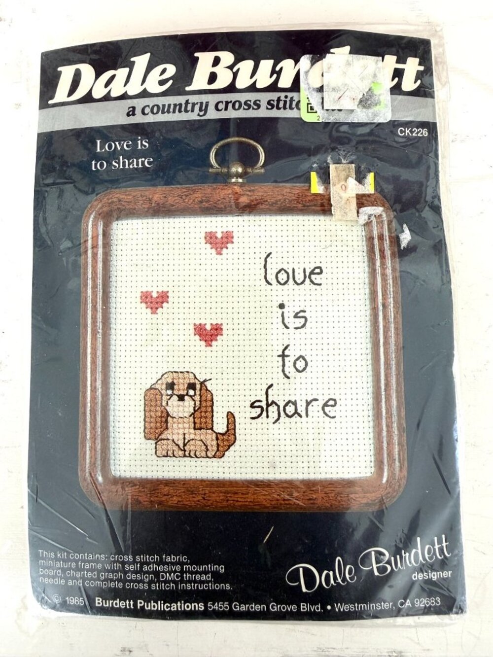 Vintage 1985 Dale Burdett Love Is to Share Counted Cross Stitch Kit CK226 New